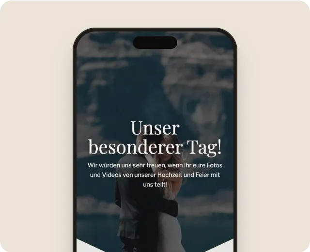 Auswahl des Galerie-Designs „Tintenhochzeit“ auf dem Handy.