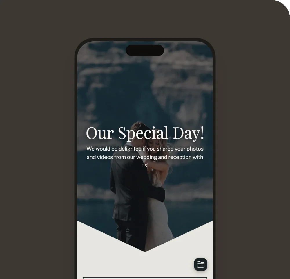 Guest gallery in the Ink Wedding template on a phone