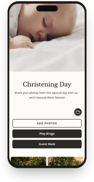 Guest gallery in the Linen Christening template