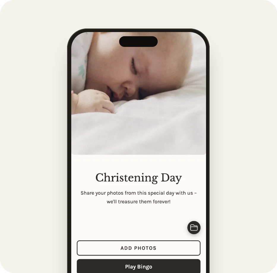 Guest gallery in the Linen Christening template