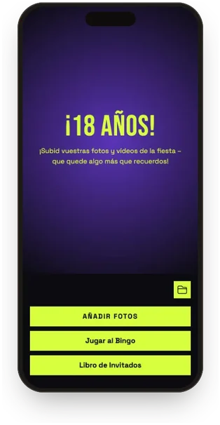 Galería de invitados con la plantilla Neón nocturno