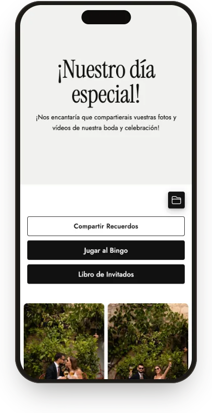 Galería de invitados con la plantilla Blanco y grafito