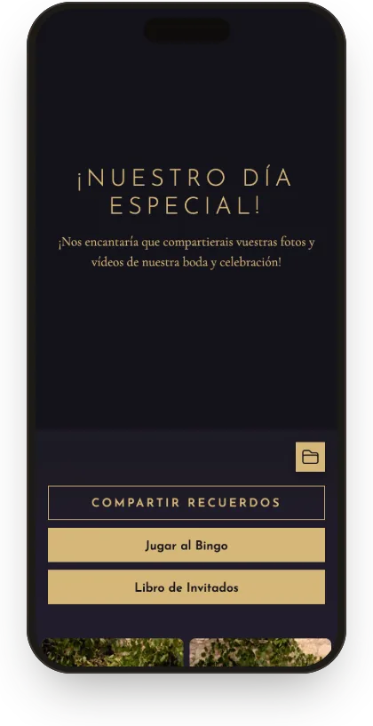 Galería de invitados con la plantilla Negro y champán
