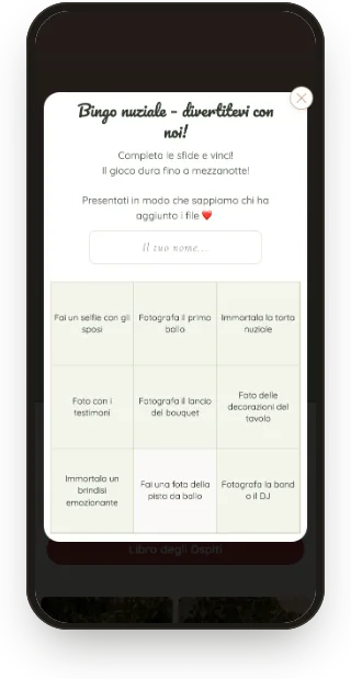 Bingo: griglia di sfide fotografiche.