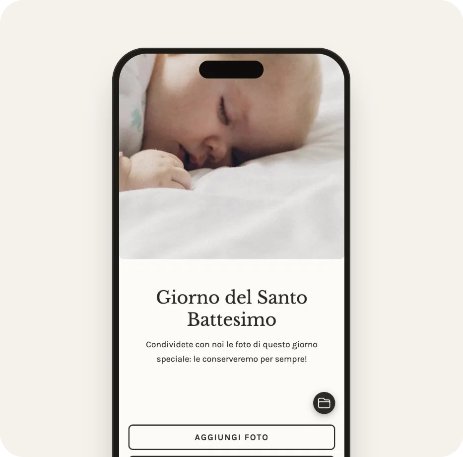 Galleria degli invitati nel modello Battesimo in lino
