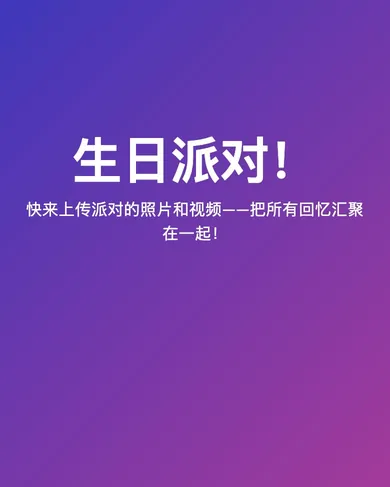 “生日派对!”模板的生日相册界面。